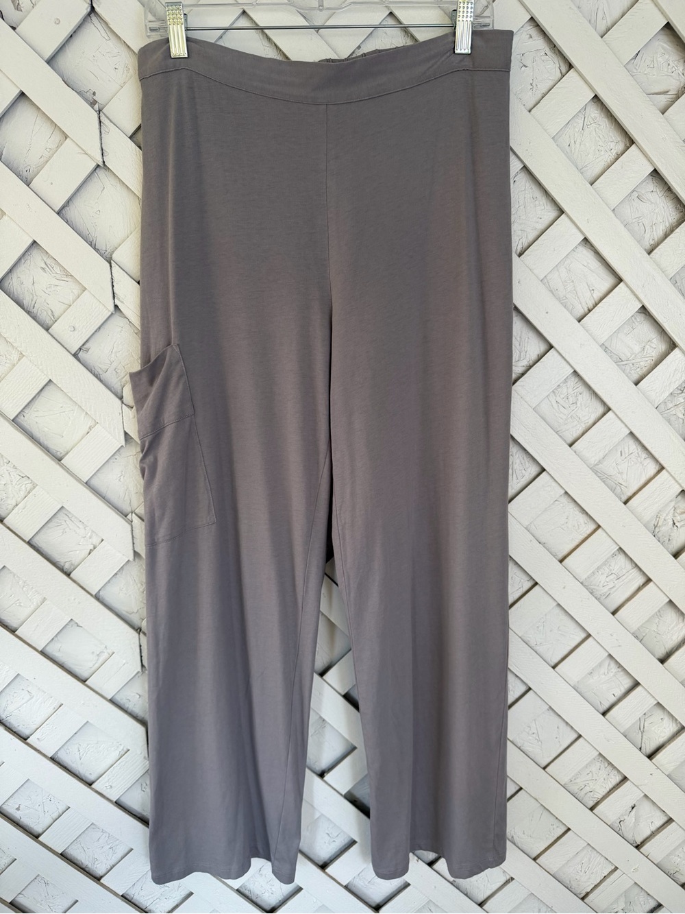 Habitat Wide-Leg Pull-On Pants in Gray Boho Lagenlook Pocket M